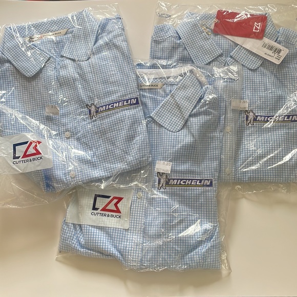 Ladies Michelin branded blouse. Blue check. Size large. - Picture 8 of 8